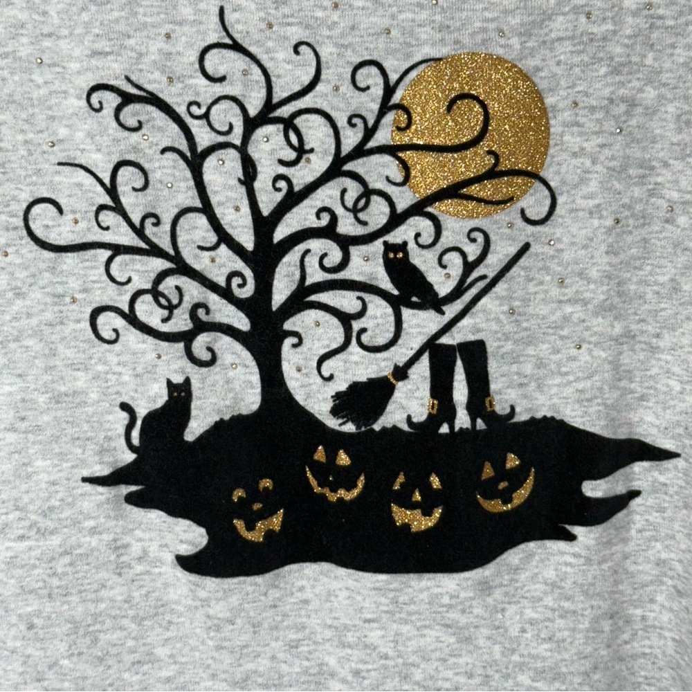 Karen Scott Woman Light Gray Halloween Graphic Top Size 2XL - Picture 2 of 8